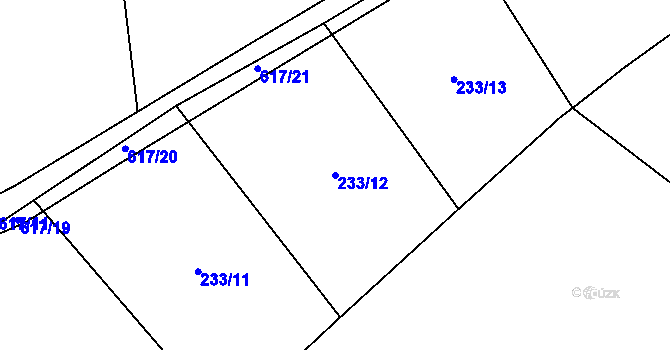 Parcela st. 233/12 v KÚ Lhotka u Nekmíře, Katastrální mapa