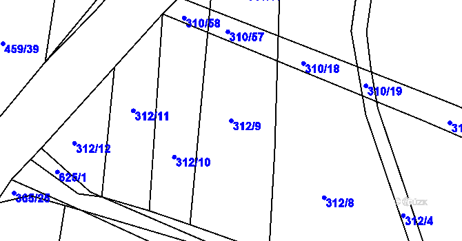 Parcela st. 312/9 v KÚ Lhotka u Nekmíře, Katastrální mapa