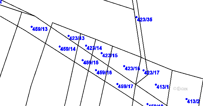 Parcela st. 423/15 v KÚ Lhotka u Nekmíře, Katastrální mapa