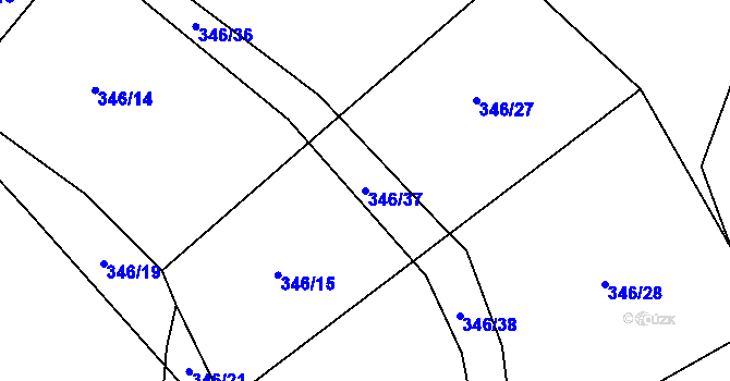 Parcela st. 346/37 v KÚ Lhotka u Nekmíře, Katastrální mapa