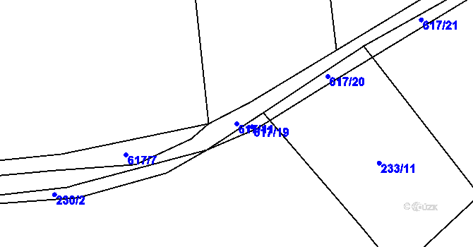 Parcela st. 617/11 v KÚ Lhotka u Nekmíře, Katastrální mapa