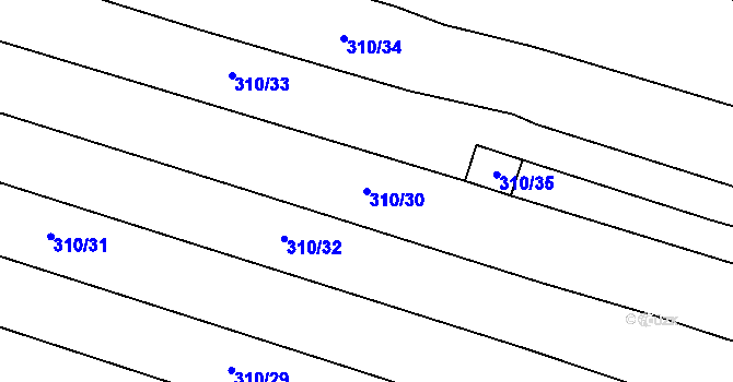 Parcela st. 310/30 v KÚ Lhotka u Nekmíře, Katastrální mapa