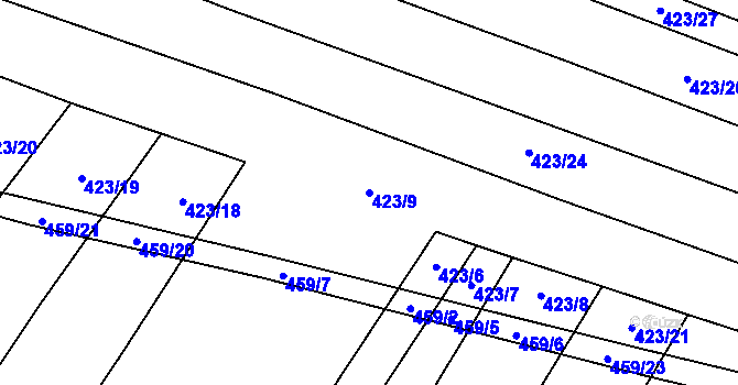 Parcela st. 423/9 v KÚ Lhotka u Nekmíře, Katastrální mapa