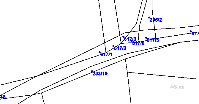 Parcela st. 617/1 v KÚ Lhotka u Nekmíře, Katastrální mapa