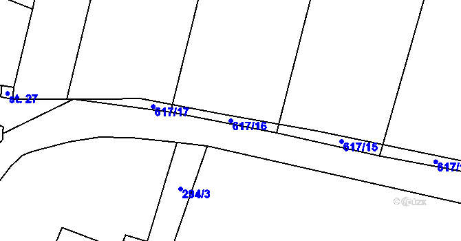 Parcela st. 617/16 v KÚ Lhotka u Nekmíře, Katastrální mapa
