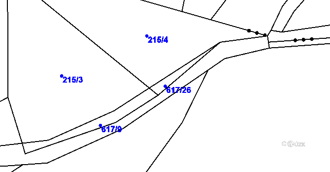 Parcela st. 617/26 v KÚ Lhotka u Nekmíře, Katastrální mapa