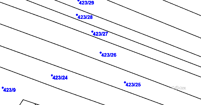 Parcela st. 423/26 v KÚ Lhotka u Nekmíře, Katastrální mapa