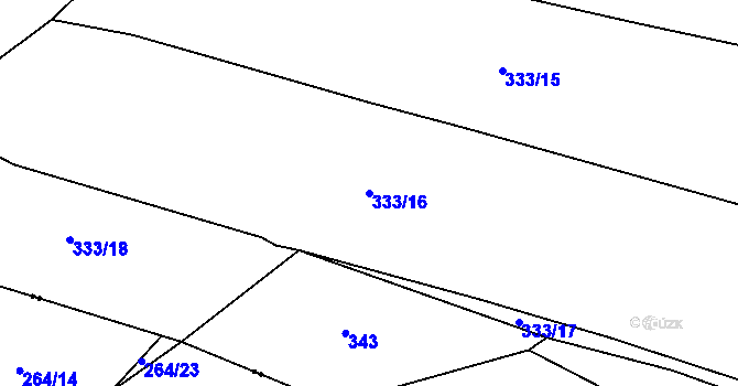 Parcela st. 333/16 v KÚ Lhotka u Nekmíře, Katastrální mapa