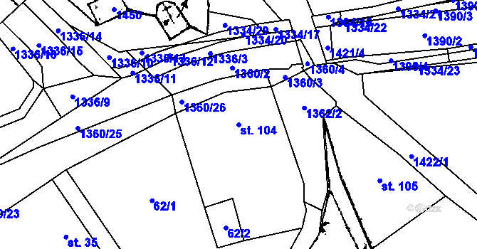 Parcela st. 104 v KÚ Nekmíř, Katastrální mapa