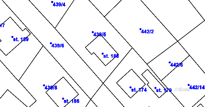 Parcela st. 188 v KÚ Nekmíř, Katastrální mapa