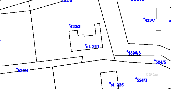 Parcela st. 211 v KÚ Nekmíř, Katastrální mapa