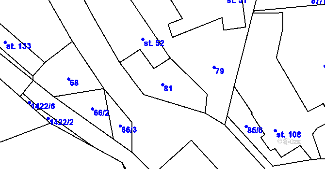 Parcela st. 81 v KÚ Nekmíř, Katastrální mapa