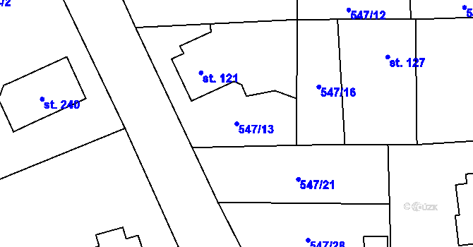 Parcela st. 547/13 v KÚ Nekmíř, Katastrální mapa