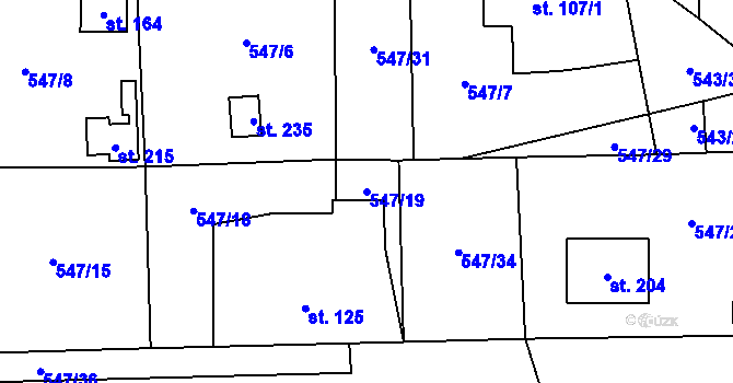Parcela st. 547/19 v KÚ Nekmíř, Katastrální mapa