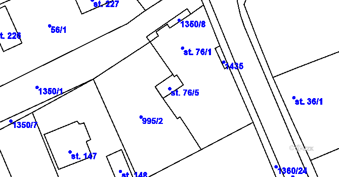 Parcela st. 76/5 v KÚ Nekmíř, Katastrální mapa