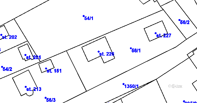 Parcela st. 226 v KÚ Nekmíř, Katastrální mapa