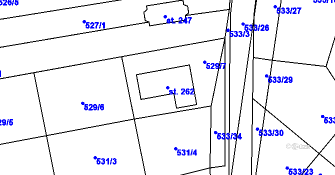 Parcela st. 262 v KÚ Nekmíř, Katastrální mapa