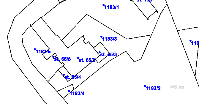 Parcela st. 55/3 v KÚ Nekmíř, Katastrální mapa