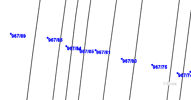 Parcela st. 967/81 v KÚ Nekmíř, Katastrální mapa