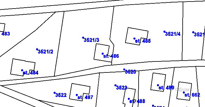 Parcela st. 486 v KÚ Nekoř, Katastrální mapa