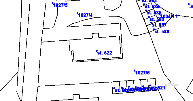 Parcela st. 622 v KÚ Nekoř, Katastrální mapa