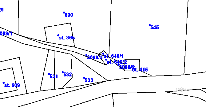 Parcela st. 640/1 v KÚ Nekoř, Katastrální mapa