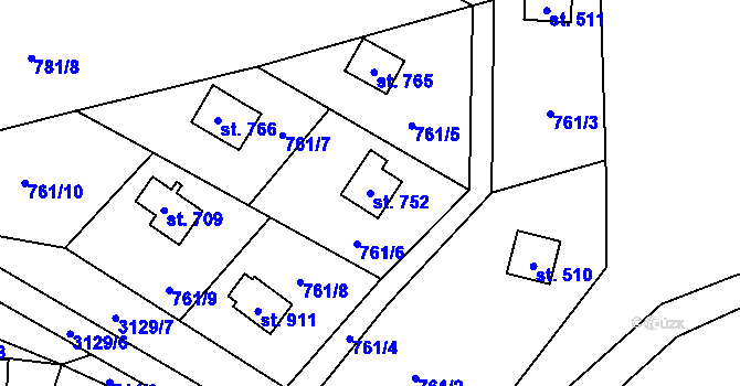 Parcela st. 752 v KÚ Nekoř, Katastrální mapa