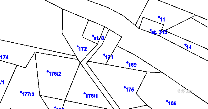 Parcela st. 171 v KÚ Nekoř, Katastrální mapa