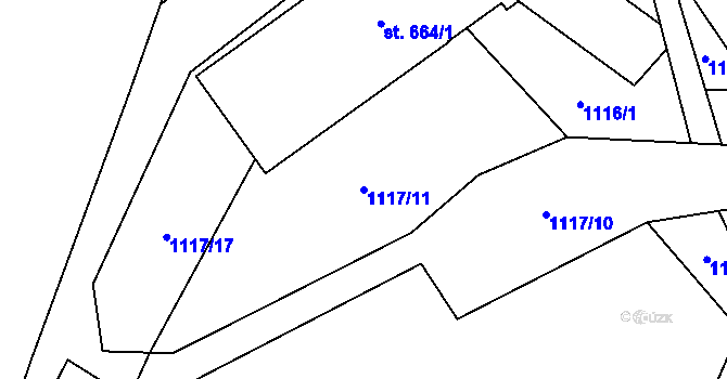 Parcela st. 1117/11 v KÚ Nekoř, Katastrální mapa