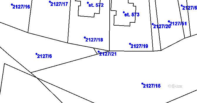 Parcela st. 2127/21 v KÚ Nekoř, Katastrální mapa