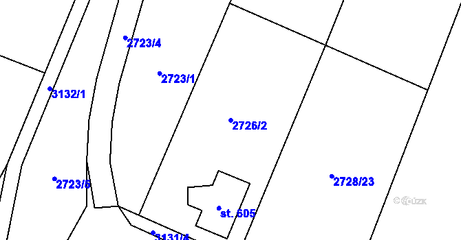 Parcela st. 2726/2 v KÚ Nekoř, Katastrální mapa