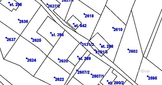 Parcela st. 3131/2 v KÚ Nekoř, Katastrální mapa