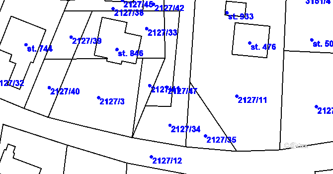 Parcela st. 2127/47 v KÚ Nekoř, Katastrální mapa