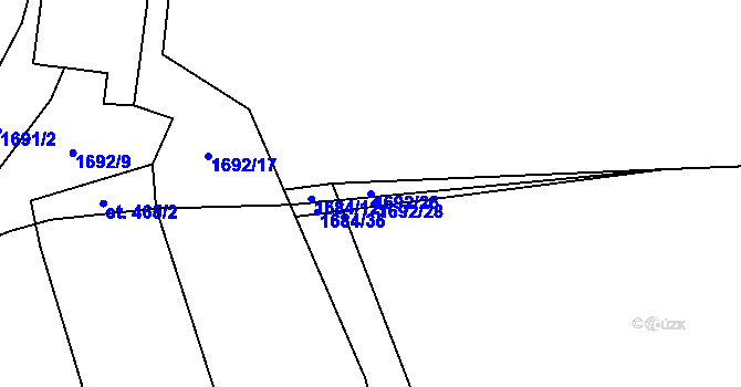 Parcela st. 1692/26 v KÚ Nekoř, Katastrální mapa