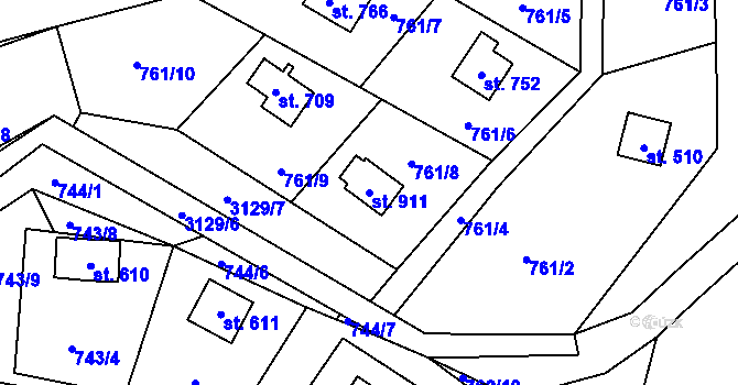 Parcela st. 911 v KÚ Nekoř, Katastrální mapa