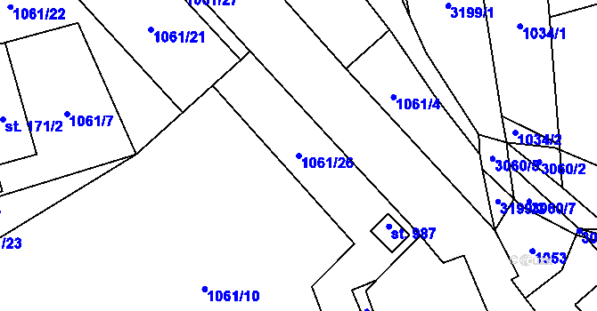 Parcela st. 1061/26 v KÚ Nekoř, Katastrální mapa