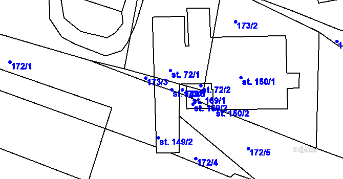 Parcela st. 149/1 v KÚ Nekvasovy, Katastrální mapa