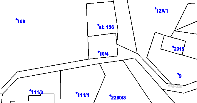 Parcela st. 10/4 v KÚ Nekvasovy, Katastrální mapa