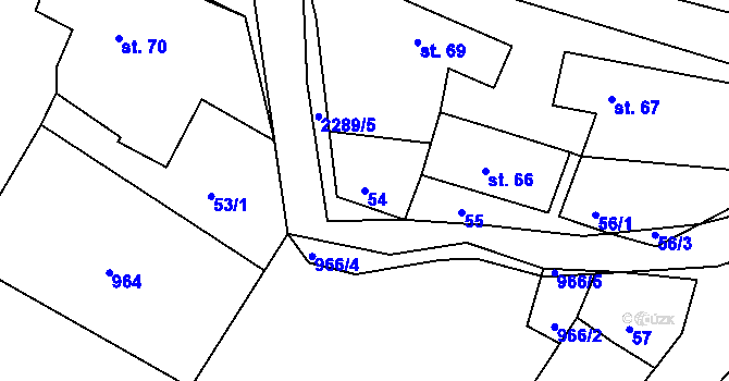 Parcela st. 54 v KÚ Nekvasovy, Katastrální mapa