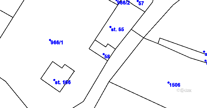 Parcela st. 58 v KÚ Nekvasovy, Katastrální mapa