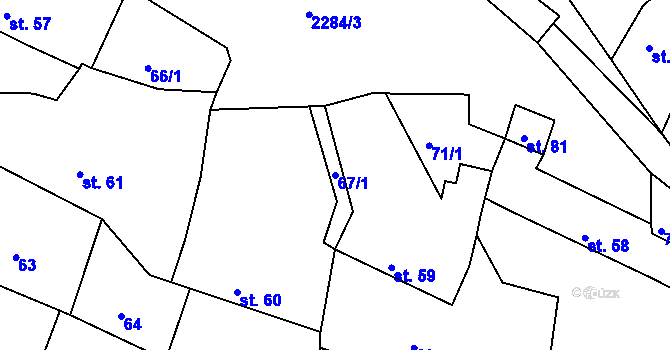 Parcela st. 67/1 v KÚ Nekvasovy, Katastrální mapa