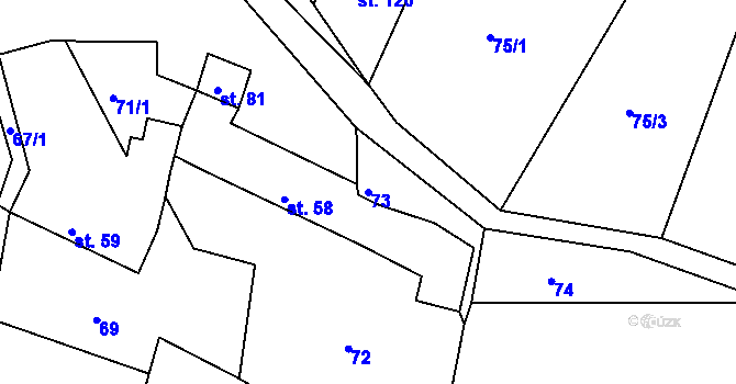 Parcela st. 73 v KÚ Nekvasovy, Katastrální mapa