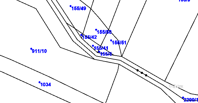 Parcela st. 155/5 v KÚ Nekvasovy, Katastrální mapa