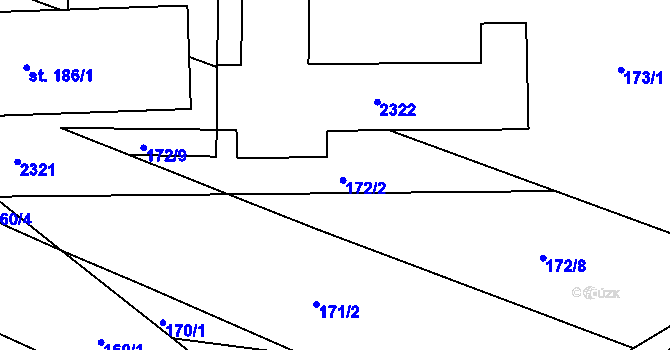 Parcela st. 172/2 v KÚ Nekvasovy, Katastrální mapa