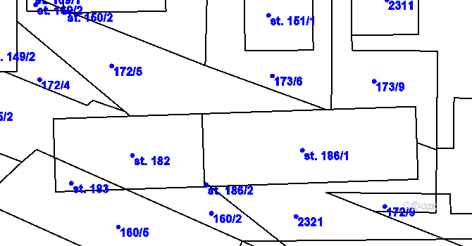 Parcela st. 172/6 v KÚ Nekvasovy, Katastrální mapa