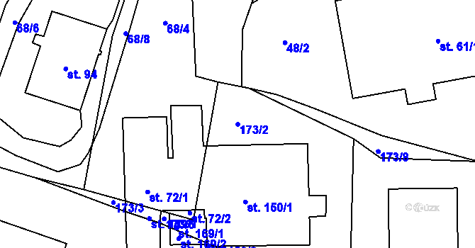 Parcela st. 173/2 v KÚ Nekvasovy, Katastrální mapa