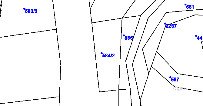 Parcela st. 584/2 v KÚ Nekvasovy, Katastrální mapa