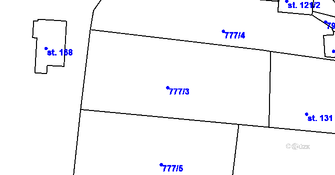 Parcela st. 777/3 v KÚ Nekvasovy, Katastrální mapa