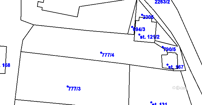 Parcela st. 777/4 v KÚ Nekvasovy, Katastrální mapa