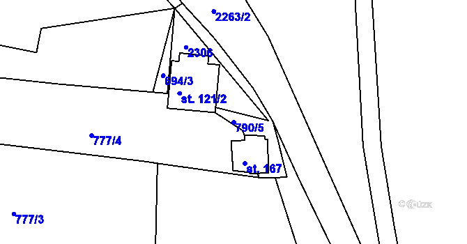 Parcela st. 790/5 v KÚ Nekvasovy, Katastrální mapa